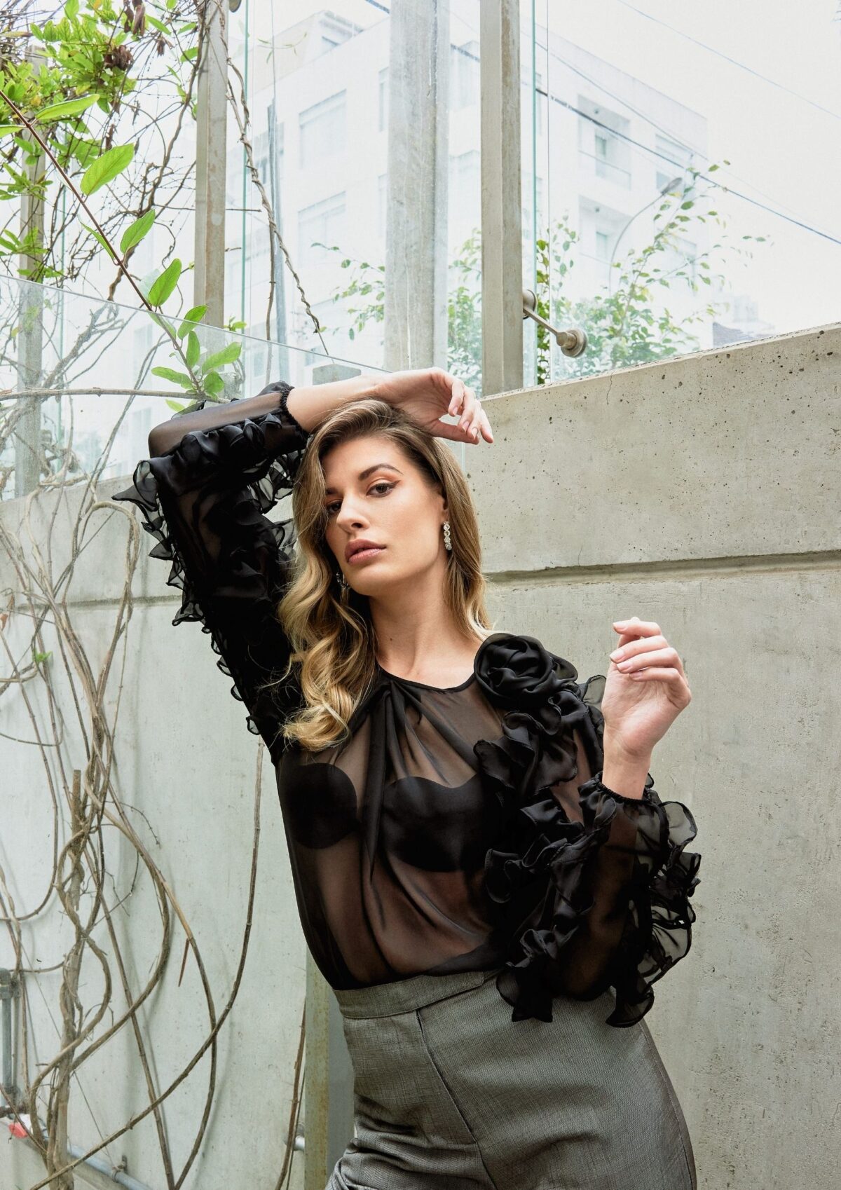 Blusa de Gasa Cuello Redondo - Imagen 3