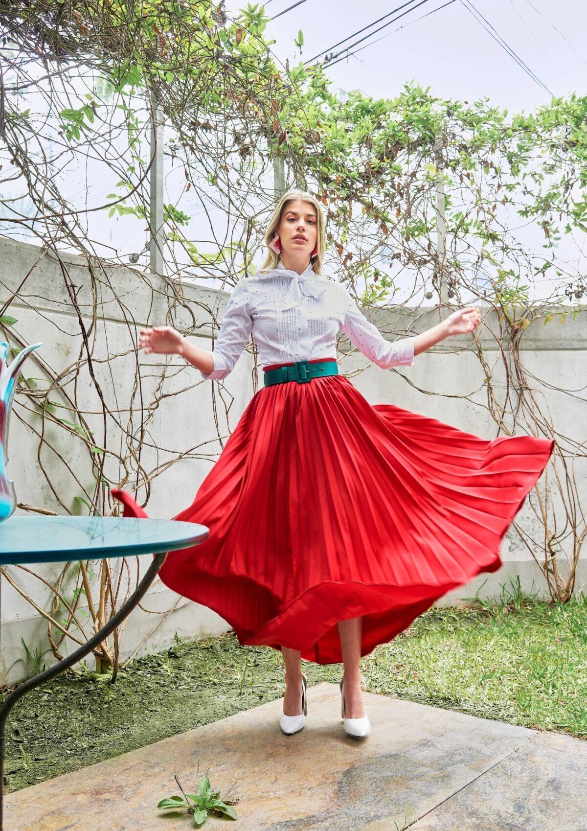 Maxi Falda Plisada Corte Campana - Imagen 3